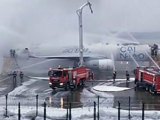В Китае загорелся российский самолет